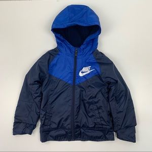 Nike Boys Jacket Fleece lined Colorblock Hood kids Size 5